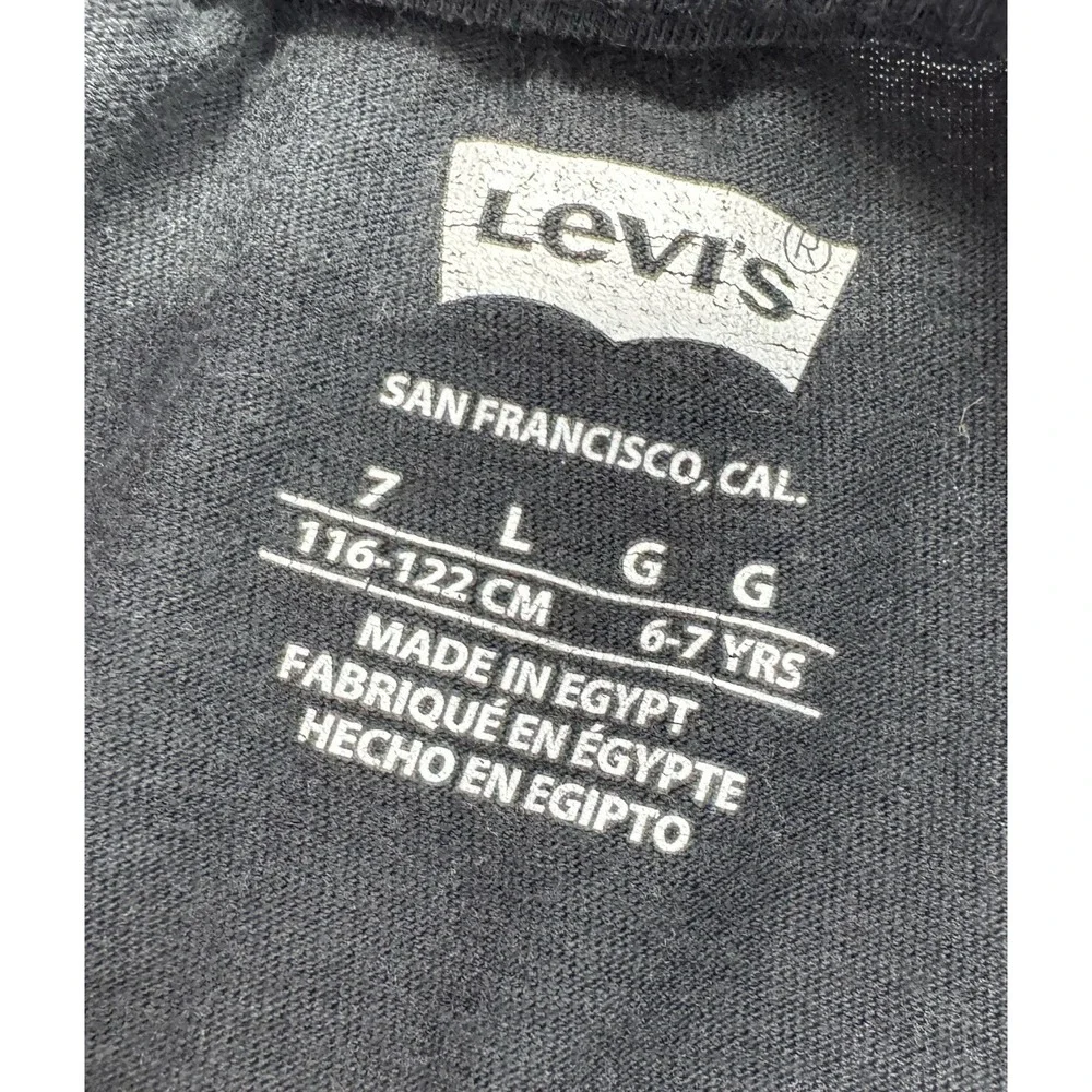 LEVI'S Youth Classic Batwing‎ Short Sleeve T-shirt Size 7 Black Cotton